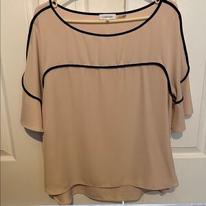 Calvin Klein Women's pale pink Blouse with Black Trim